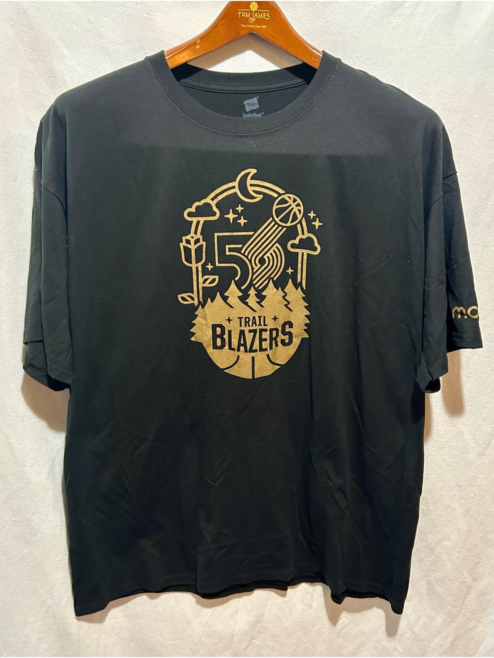 Portland Trail Blazers 50th Anniversary Graphic Tee 2XL Black Gold Moda Center